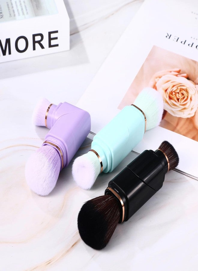 Vtrem Retractable Travel Makeup Brush: Black Kabuki Double-Ended Foundation Blush Brushes Mini Compact Face Brush with Cover Highlighter Flawless Powder Cosmetics - Image 5